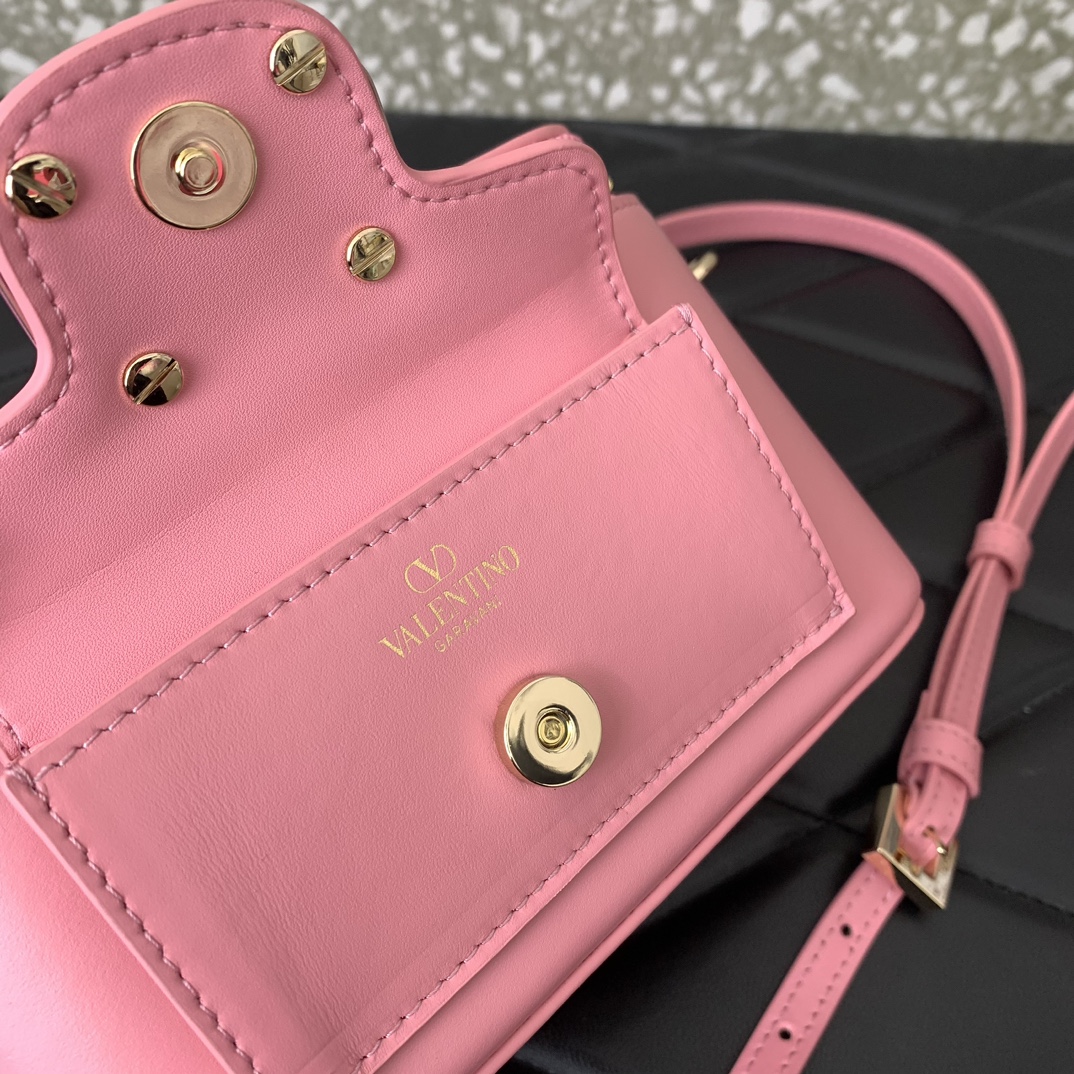 Valentino Garavani Loco Mini Box Bag in Pink Calfskin Leather 